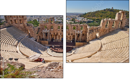 ancient theatre under Acropolis of Athens, Greece - Two-piece canvas print, Diptych