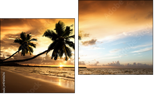 sunset on the beach of caribbean sea - Two-piece canvas print, Diptych