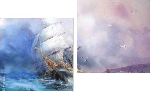 Seascape Sea breeze - Two-piece canvas print, Diptych