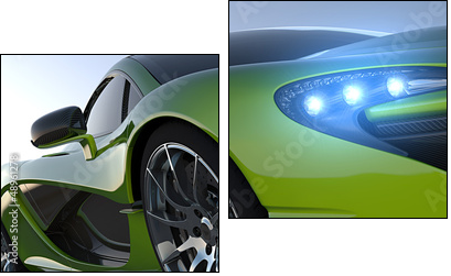 green sportcar closeup - Two-piece canvas print, Diptych