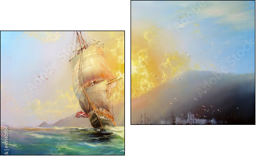 Seascape Harbor - Two-piece canvas print, Diptych