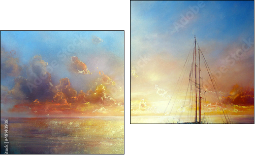 Seascape Pier - Two-piece canvas print, Diptych
