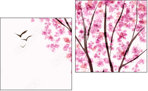 Spring blooming tree - Two-piece canvas print, Diptych