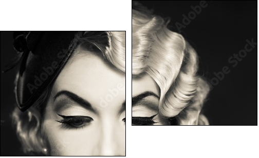 Monochrome picture of elegant blond retro woman  - Two-piece canvas print, Diptych