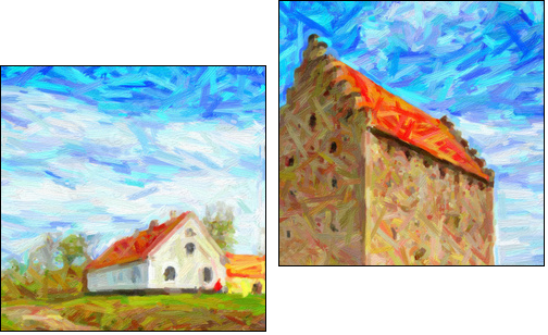 Glimmingehus Castle Painting - Two-piece canvas print, Diptych