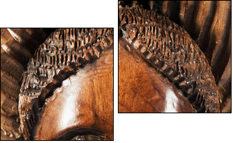 Carved face in the wood - Two-piece canvas print, Diptych