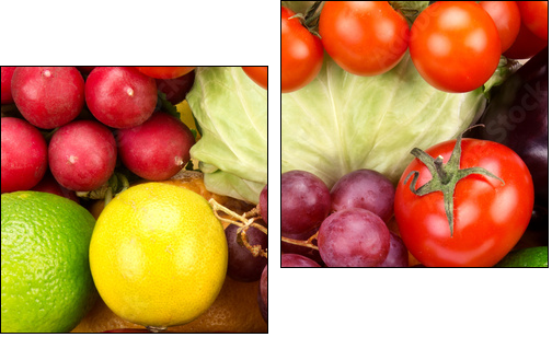 bright background  of vegetables and fruits - Two-piece canvas print, Diptych