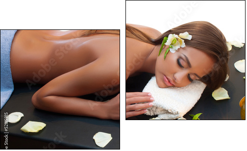 female during luxurious procedure of massage - Two-piece canvas print, Diptych