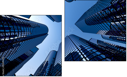 Reflective skyscrapers, business office buildings. - Two-piece canvas print, Diptych