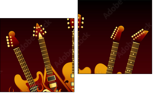 guitars in flames - Two-piece canvas print, Diptych