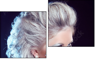 Hairstyle. Fashion Beauty Girl. Punk Style Woman with strasses o - Two-piece canvas print, Diptych
