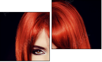 Hair. Healthy Straight Long Red Hair. Fashion Beauty Model. Sexy - Two-piece canvas print, Diptych