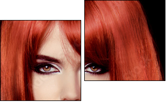 Red Hair. Beautiful Sexy Girl. Healthy Long Hair. Beauty Model W - Two-piece canvas print, Diptych