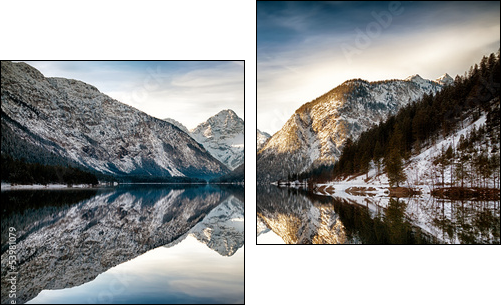 Reflection at Plansee (Plan Lake), Alps, Austria - Two-piece canvas print, Diptych