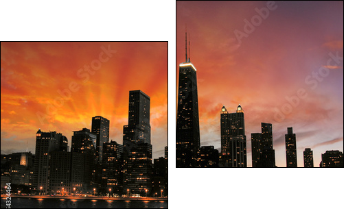 Wonderful Chicago Skyscrapers Silhouette at sunset - Two-piece canvas print, Diptych