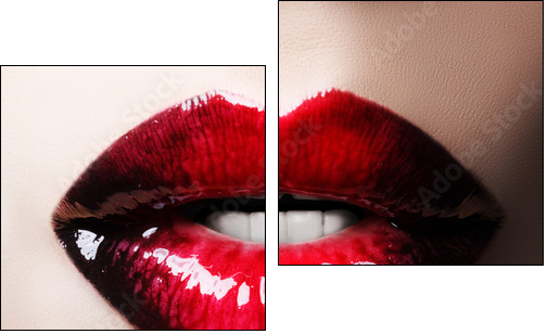 Passionate red lips - Two-piece canvas print, Diptych