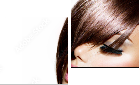 Hairstyle. Beauty Model Girl Portrait with Perfect Makeup - Two-piece canvas print, Diptych