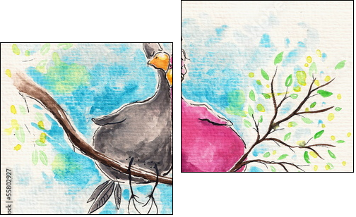 Birds in love - Two-piece canvas print, Diptych