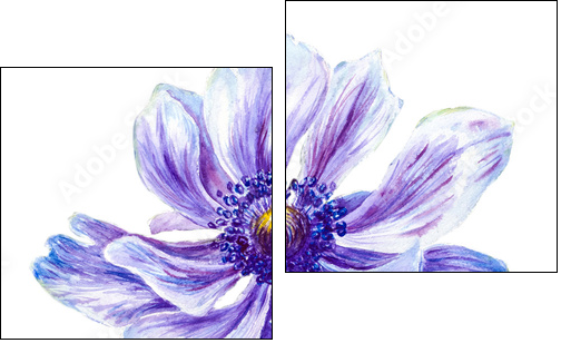 Japanese Anemones flower. Watercolor. - Two-piece canvas print, Diptych