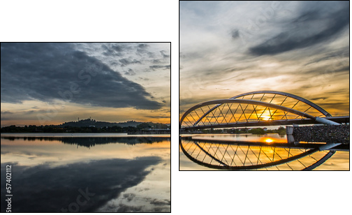 Sunrise at a bridge in Putrajaya, Malaysia - Two-piece canvas print, Diptych