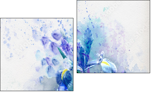 Watercolor iris - Two-piece canvas print, Diptych