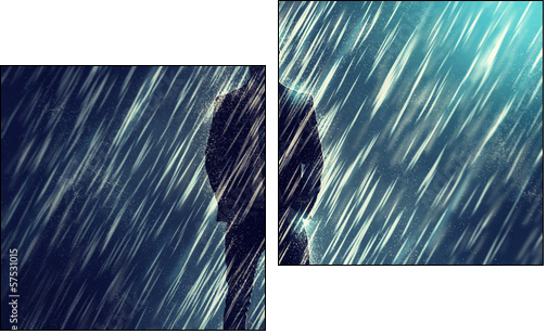 Mysterious Man in the Rain - Two-piece canvas print, Diptych