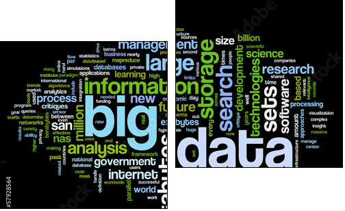Big data concept in word cloud - Two-piece canvas print, Diptych