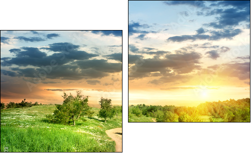 Road in the evening - Two-piece canvas print, Diptych