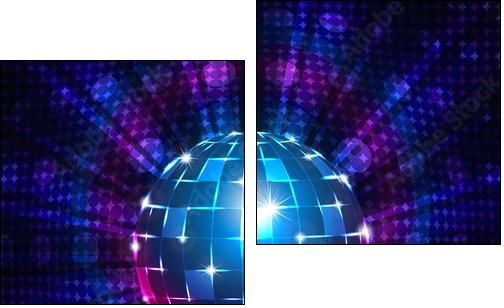 Fluorescent disco ball - Two-piece canvas print, Diptych