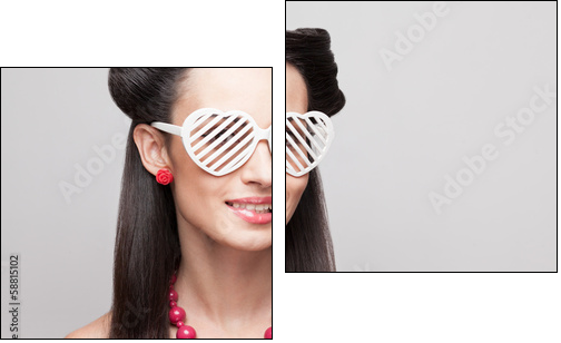 Pin Up model in heart shaped sunglasses - Two-piece canvas print, Diptych