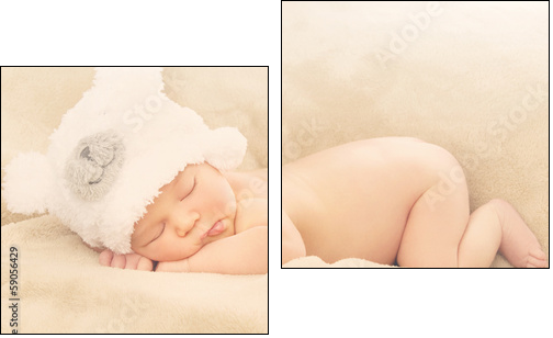 Sleeping newborn baby - Two-piece canvas print, Diptych