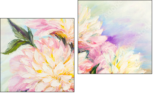 Peonies, oil painting on canvas - Two-piece canvas print, Diptych