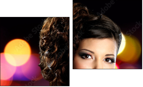 Portrait of brunette woman with fashion hairstyle - Two-piece canvas print, Diptych