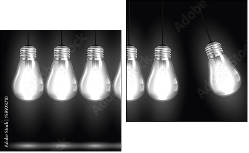 Idea concept with light bulbs in illustration vector - Two-piece canvas print, Diptych