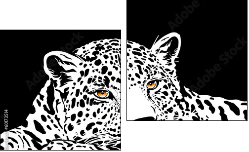 leopard with gold eyes - Two-piece canvas print, Diptych