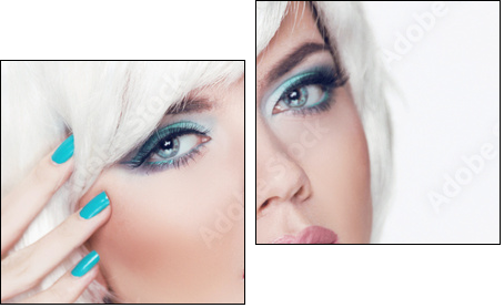 Blond girl. Jewelry. Makeup. Fashion Beauty Woman Portrait with - Two-piece canvas print, Diptych