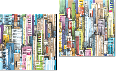 Cityscape. Hand drawn vector - Two-piece canvas print, Diptych