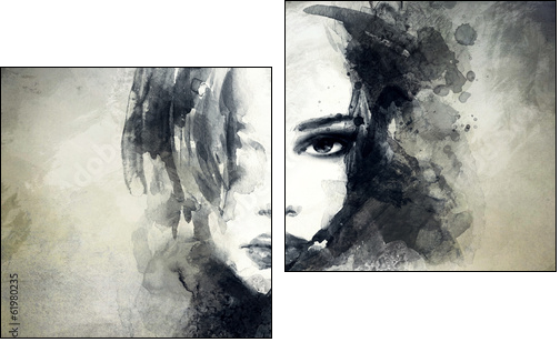 abstract  woman portrait - Two-piece canvas print, Diptych
