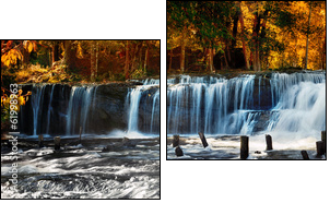 Tropical rainforest landscape with Kulen waterfall in Cambodia - Two-piece canvas print, Diptych