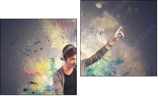 DJ playing music - Two-piece canvas print, Diptych