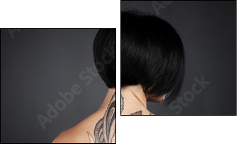 beautiful young lady with back tattoo. - Two-piece canvas print, Diptych