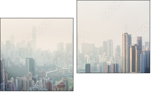 Air pollution hangs over Hong Kong Island - Two-piece canvas print, Diptych