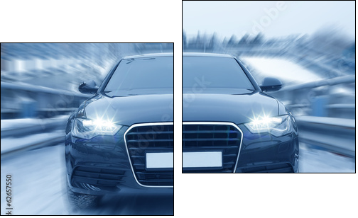 car on many-tier parking in the winter - Two-piece canvas print, Diptych