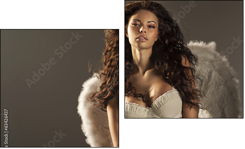 Woman angel with sexy big lips - Two-piece canvas print, Diptych