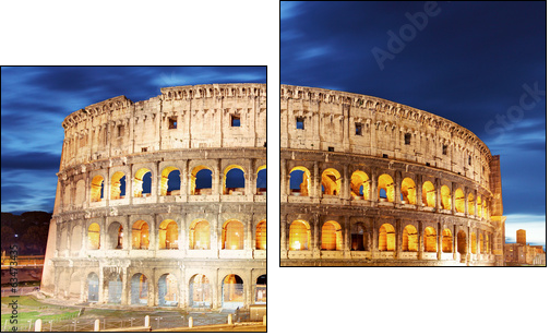 Colosseum at dusk in Rome, Italy - Two-piece canvas print, Diptych
