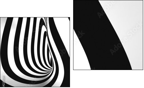 Black and White Stripes Projection on Torus. - Two-piece canvas print, Diptych