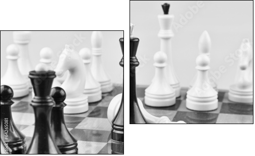 Chess white on black - Two-piece canvas print, Diptych