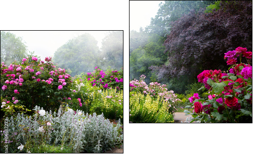 Art flowers in the morning in an English park - Two-piece canvas print, Diptych