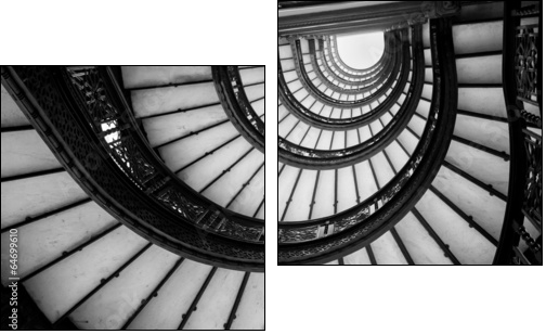 Low angle view of spiral staircase, Chicago, Cook County, Illino - Two-piece canvas print, Diptych