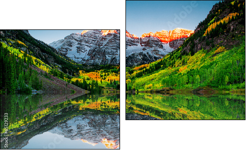 Sunrise at Maroon bells lake - Two-piece canvas print, Diptych
